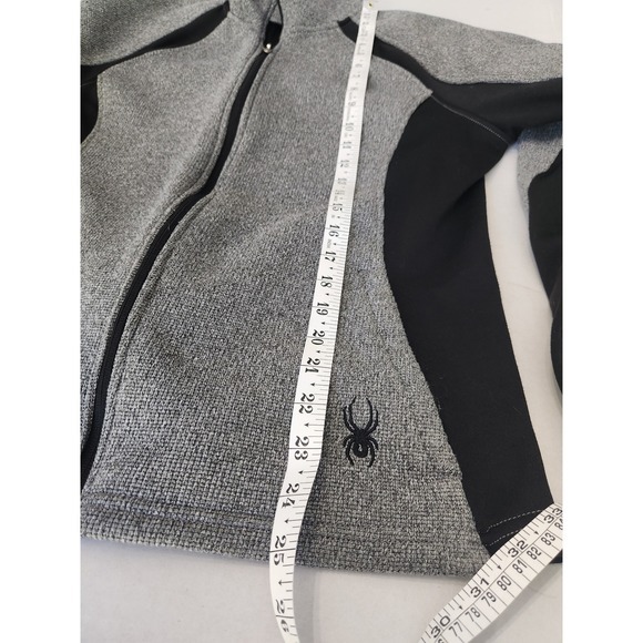 Spyder Full Zip Jacket‎ Gray & Black Sweater Knit Mock Neck Outdoor Activewear - Picture 9 of 12